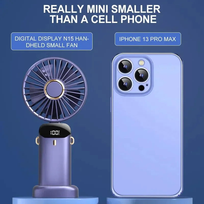 Mini Ventilador Portátil de Mano con Pantalla LED USB