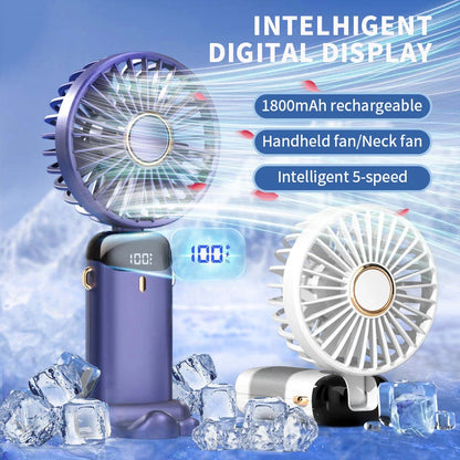 Mini Ventilador Portátil de Mano con Pantalla LED USB